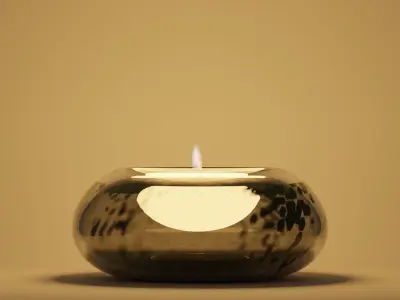 Green Candle with Animated Flame 3D model
