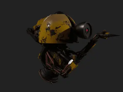Old mechanical robot Low-poly 3D model