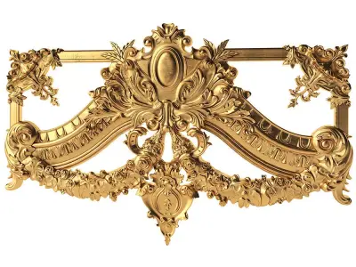 Decor louis xv ornate headboard 3D model