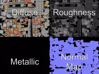 Colorful Stone Wall model pack Low-poly 3D model