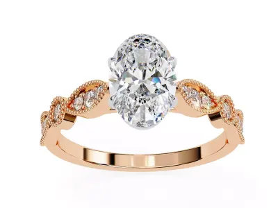 Oval diamond engagement ring for women 3D print model