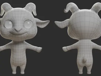 Goat  Cartoon Low-poly 3D model