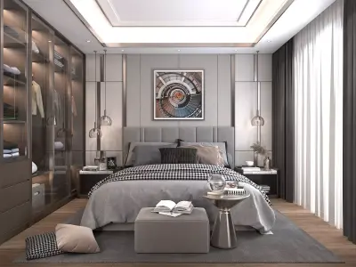 Modern Bedroom Scene 3 3D model