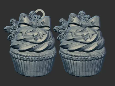 christmas cupcake decor  3D print model