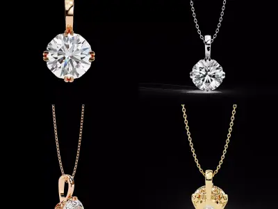 Luxury Solitaire Diamond Pendant CAD Design 3DM STL File 3D print model