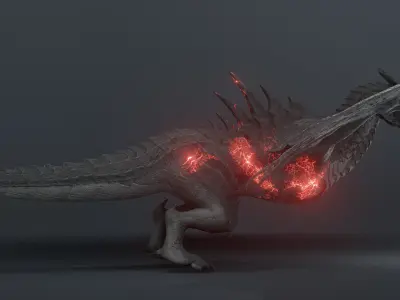 Disaster dragon - rigged blender model Low-poly 3D model