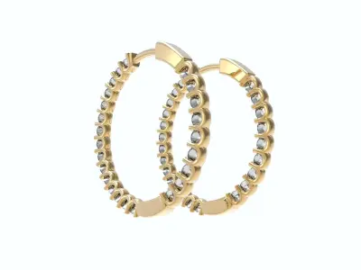 Inside Outside Diamond Hoop Earring small size 3D print model