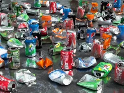 Crumpled Soda Can Low-poly 3D model