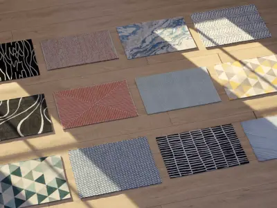 Modern Rug Collection Low-poly 3D model