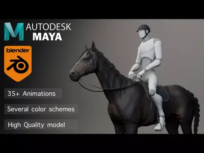 Classic Horse - English Type Low-poly 3D model