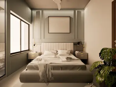 Modern 1BHK Flat Interior Isometric  Contemporary Furniture Low-poly 3D model