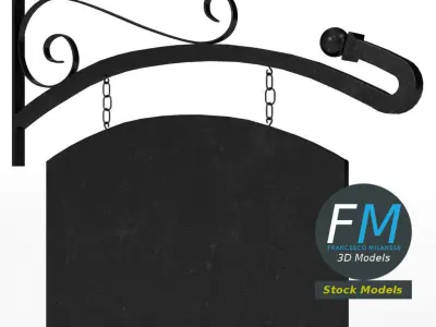 Curved hanging sign 3D model