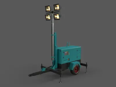 PBR Mobile Light Tower Generator A - Blue Sea Low-poly 3D model