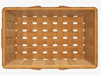Wicker basket picnic with handles medium brown 3D model