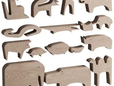 097 Danese Milano 16 ANIMALI Solid oak wooden puzzle 3D model
