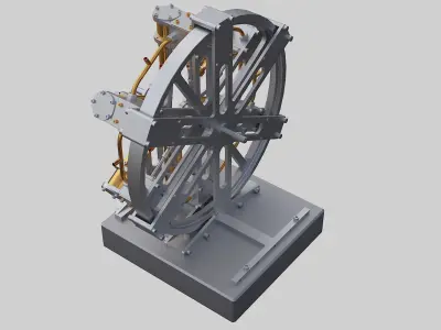 Six cylinder star shaped steam engine with slide valve 3D model