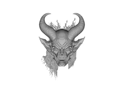 Horned Demon Head 3D Model for Jewelry Pendant Design 3D print model