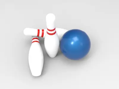 Bowling Set ball and pins Low-poly 3D model