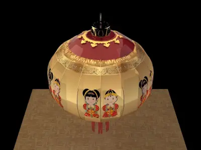 Chinese red lantern 3D model 38