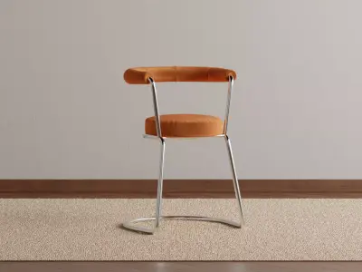 Round Velvet Upholstered Chair 3D model