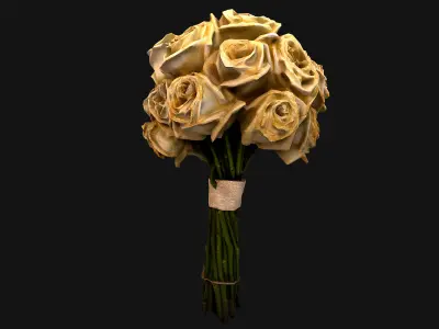 White Roses Bridal Bouquet Low-poly 3D model
