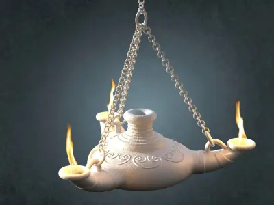 Ancient Oil Lamp Low-poly 3D model