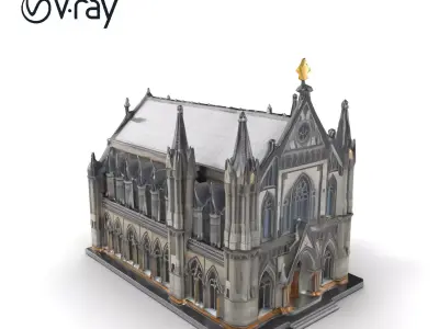 Gothic Cathedral Architecture model pack Low-poly 3D model