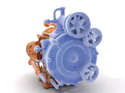 Steampunk Industrial Engine Model Pack Low-poly 3D model