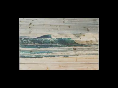 Blue Waves Wood Wall Art Low-poly 3D model