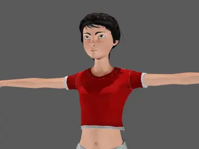 Sport Female Humanoid Rigged Character Low-poly 3D model