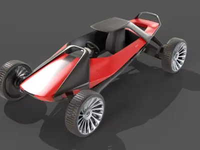 Scifi futuristic racer buggy Low-poly 3D model