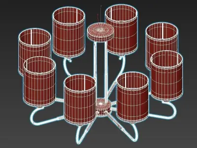 konrad light chandelier in brass and clear glass 3D model