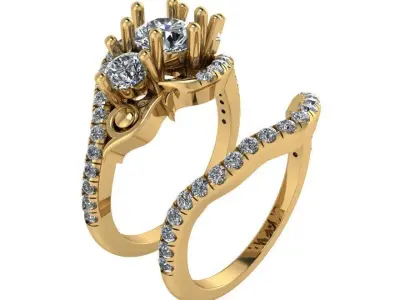 3 Stone Ring With Band 2519 3D print model