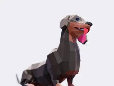 Dachshund Dogs Low-poly 3D model