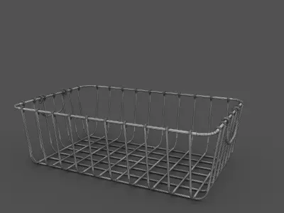 Antique Pewter Decorative Wire Basket 3D model
