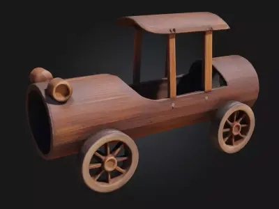 Wooden Toy Car Model  Classic Charm in Miniature 3D model