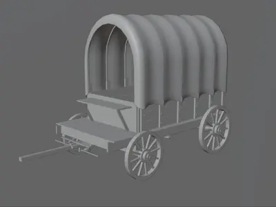 Covered cart Low-poly 3D model