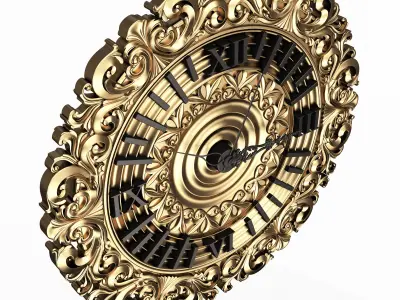 Classic Wall Clock 018 Gold Low-poly 3D model