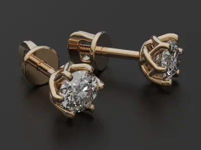 Earrings with diamonds 5mm 3D print model 3D print model