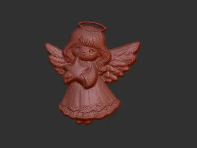 christmas tree cute girl angle decor  3D print model