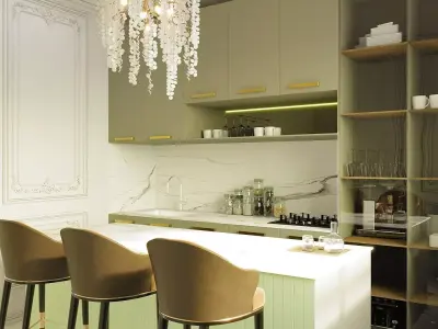 kitchen interior Low-poly 3D model