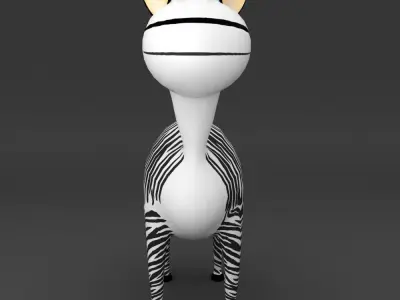 Zebra rigged toon style 3d model  Low-poly 3D model