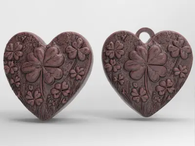 heart clover leaves decor  3D print model