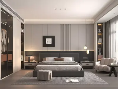 Modern Bedroom Scene 42 3D model