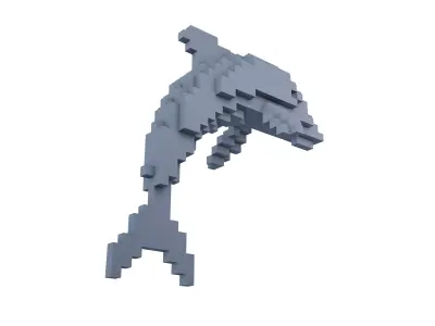 Voxel Dolphin v1 003 Low-poly 3D model