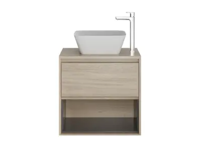 Light Brown Oak Timber Vanity 3D model