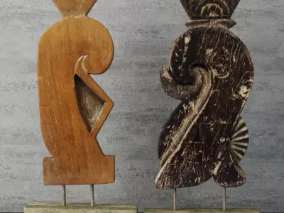 Carved Old Teak Deco 2 3D model