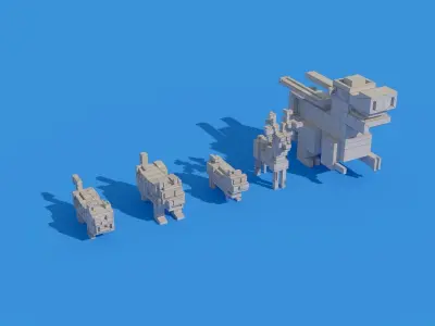 Low Poly Zombie Animals Crossy Road Low-poly 3D model