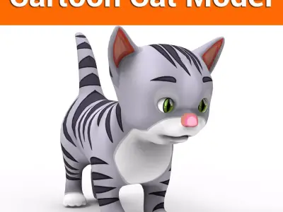 cartoon Cat Model Low-poly 3D model