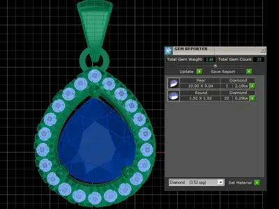 GOLD AND TEARDROP RUBY PENDANT 3D PRINTABLE MODEL 3D print model